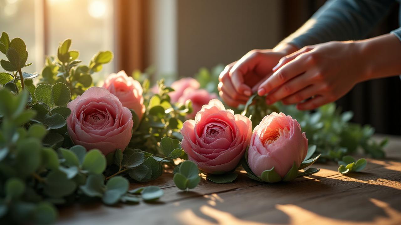 Artisanal floral workshop with fresh stems