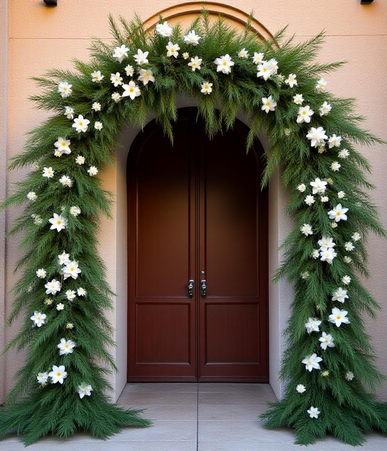 Magnificent floral arch at a venue entrance