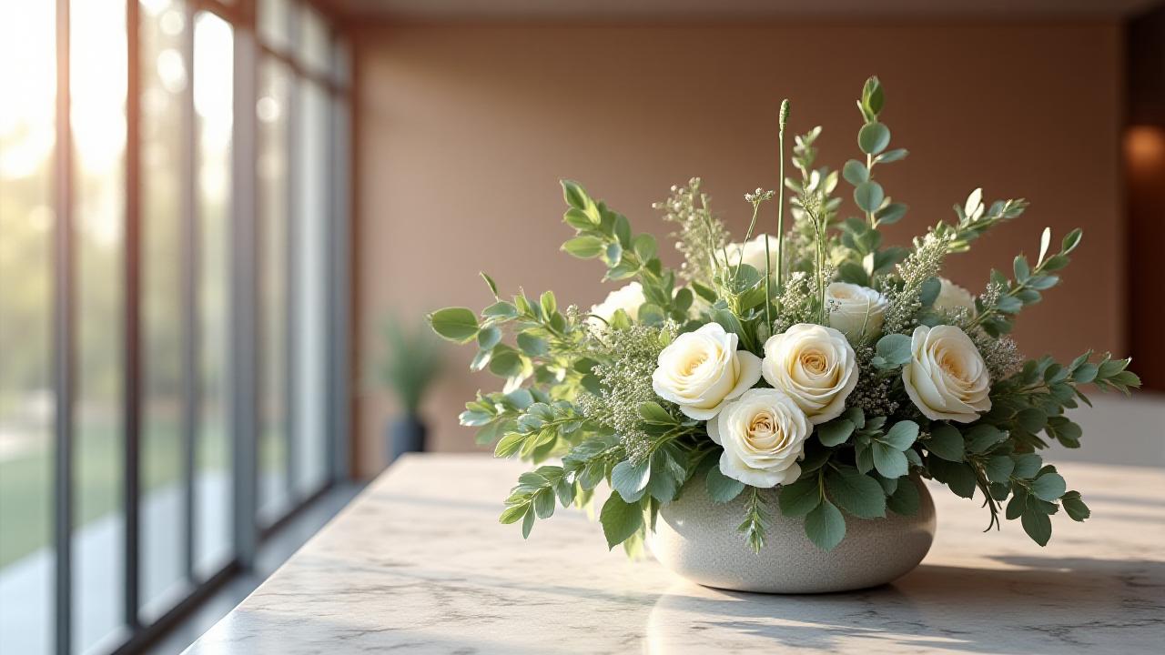 Sophisticated floral arrangement in a minimalist Melbourne office setting