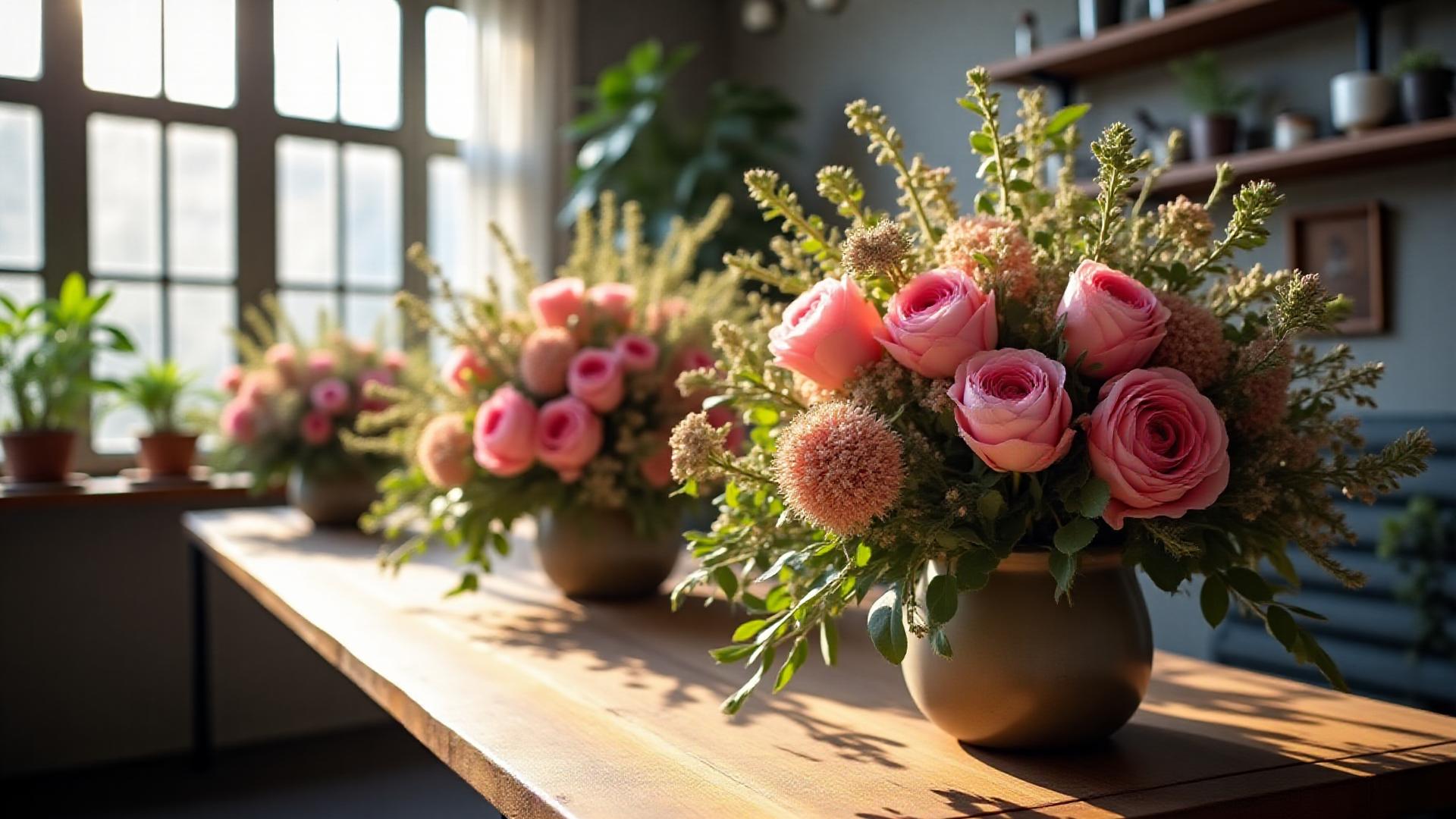 Lush floral arrangement in Port Melbourne studio