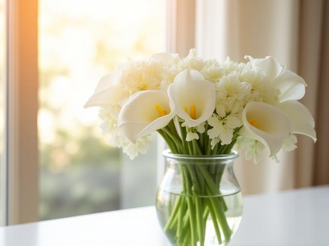 Pure white lilies for sympathy