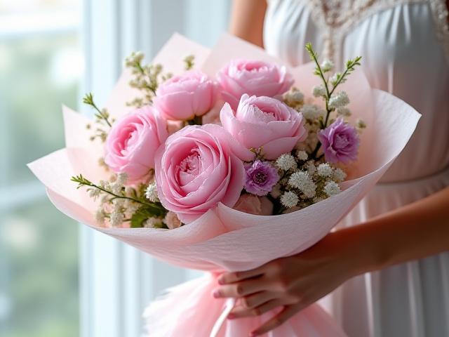 Pink and pastel mixed floral arrangement